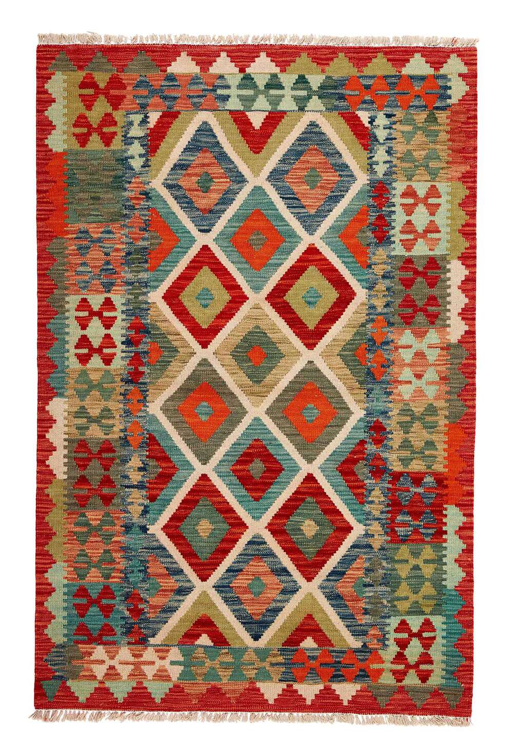 Afghan Kelim 390799 håndvevd teppe