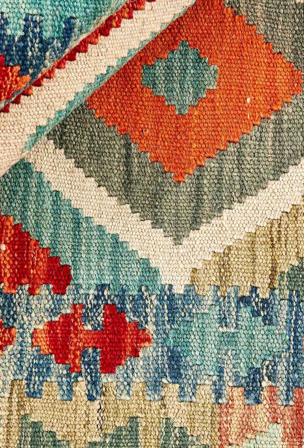 Afghan Kelim 390799 håndvevd teppe