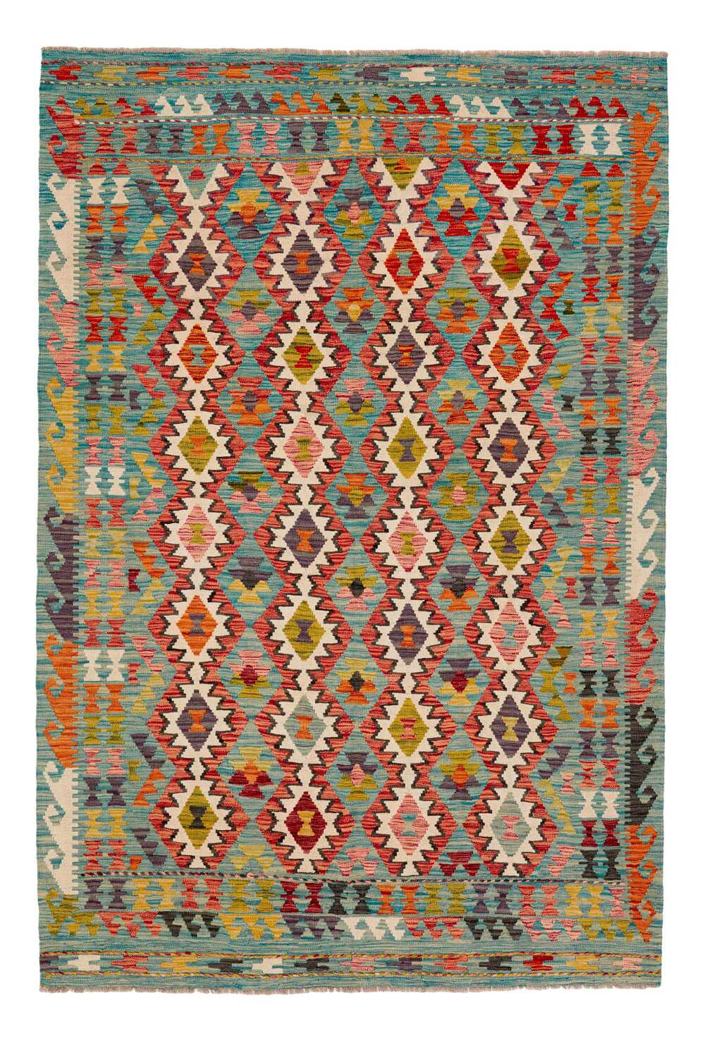 Afghan Kelim 424319 håndvevd teppe