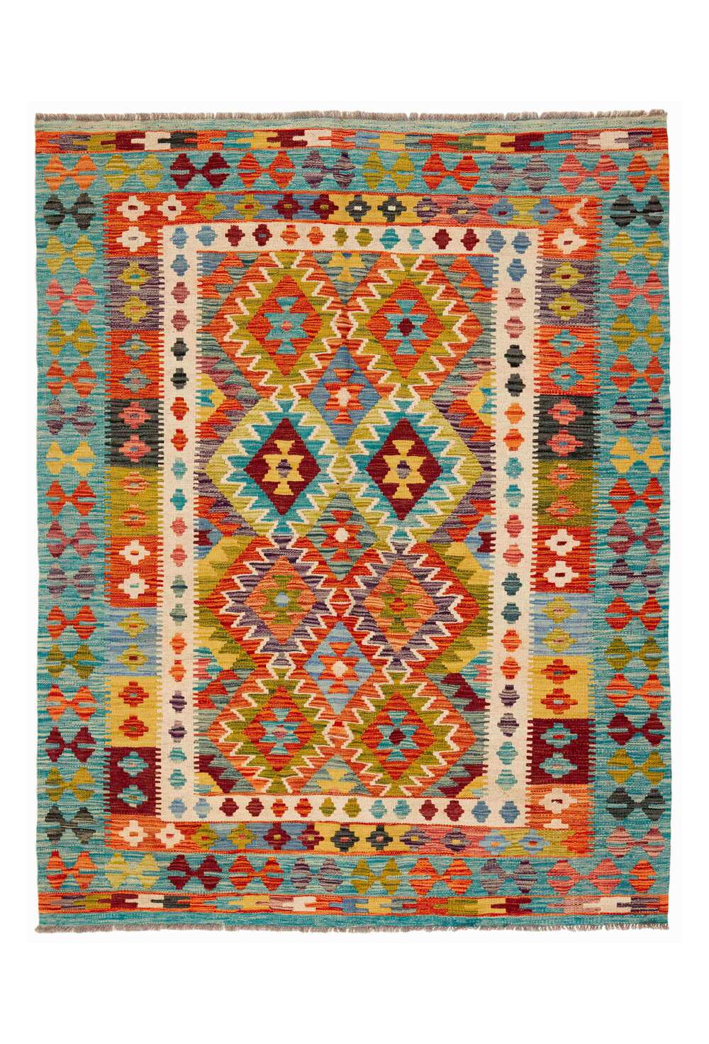 Afghan Kelim 346381 håndvevd teppe