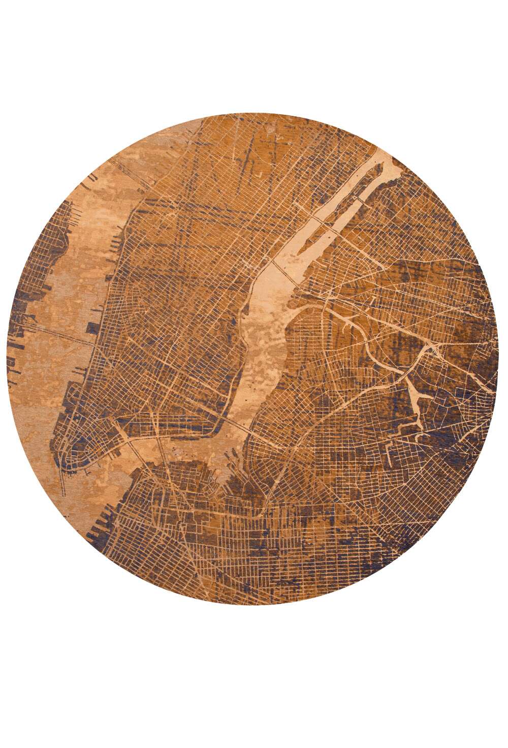 Cities New York 9315 rund Gatsby Gold gulvteppe