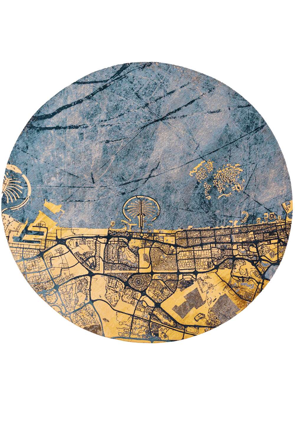 Cities Dubai 9698 Gold Sea rundt gulvteppe